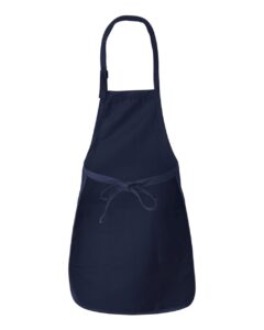 Q-Tees Q4350 Full-Length Apron with Pockets – Navy (back)