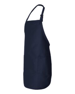 Q-Tees Q4350 Full-Length Apron with Pockets – Navy (side)