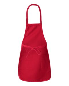 Q-Tees Q4350 Full-Length Apron with Pockets – Red (back)