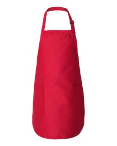 Q-Tees Q4350 Full-Length Apron with Pockets – Red