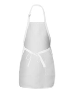 Q-Tees Q4350 Full-Length Apron with Pockets – White (back)