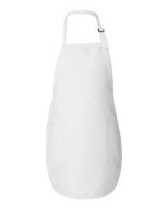 Q-Tees Q4350 Full-Length Apron with Pockets – White