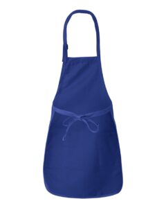 Q-Tees Q4350 Full-Length Apron with Pockets – Royal (back)