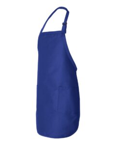 Q-Tees Q4350 Full-Length Apron with Pockets – Royal (side)