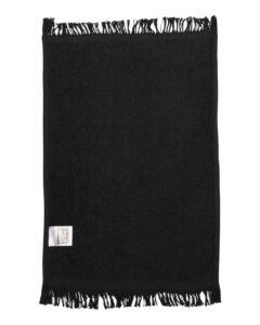 Q-Tees T100 Fringed Fingertip Towel – Black (back)