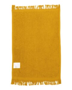 Q-Tees T100 Fringed Fingertip Towel – Gold (back)