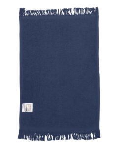 Q-Tees T100 Fringed Fingertip Towel – Navy (back)
