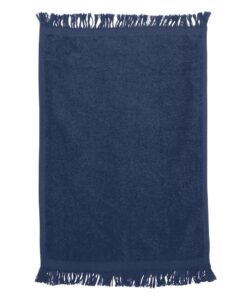 Q-Tees T100 Fringed Fingertip Towel – Navy