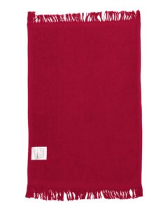 Q-Tees T100 Fringed Fingertip Towel – Red (back)