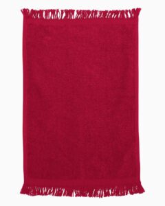 Q-Tees T100 Fringed Fingertip Towel – Red