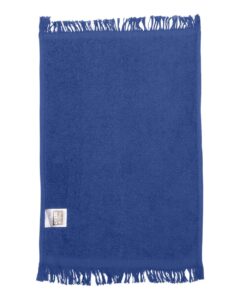 Q-Tees T100 Fringed Fingertip Towel – Royal (back)