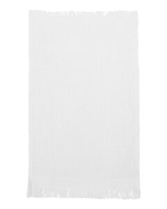 Q-Tees T100 Fringed Fingertip Towel – White