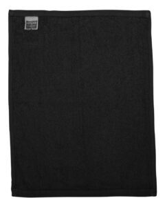 Q-Tees T600 Hemmed Fingertip Towel – Black (back)