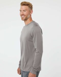 Augusta Sportswear 788 Unisex Nexgen Performance Long Sleeve T-Shirt – Graphite (on model side)