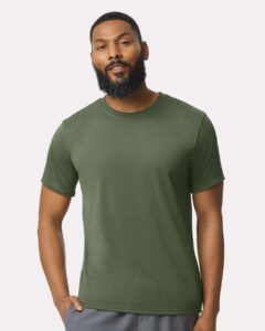 Gildan 42000 Unisex Performance® T-Shirt – Military Green (on model)