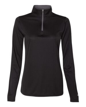 Badger 4103 Women’s B-Core Quarter-Zip Pullover – Black/ Graphite