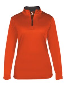 Badger 4103 Women’s B-Core Quarter-Zip Pullover – Burnt Orange/ Graphite