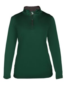 Badger 4103 Women’s B-Core Quarter-Zip Pullover – Forest/ Graphite