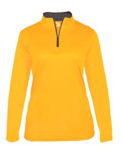 Badger 4103 Women’s B-Core Quarter-Zip Pullover – Gold/ Graphite
