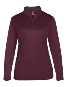 Badger 4103 Women’s B-Core Quarter-Zip Pullover – Maroon/ Graphite