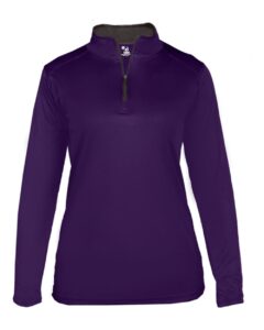 Badger 4103 Women’s B-Core Quarter-Zip Pullover – Purple/ Graphite