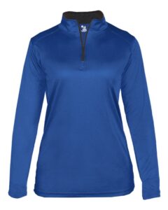 Badger 4103 Women’s B-Core Quarter-Zip Pullover – Royal/ Graphite