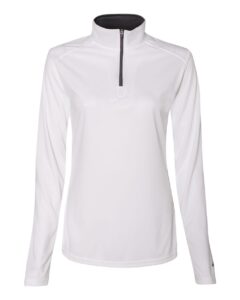 Badger 4103 Women’s B-Core Quarter-Zip Pullover – White/ Graphite