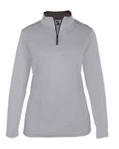 Badger 4103 Women’s B-Core Quarter-Zip Pullover – Silver/ Graphite