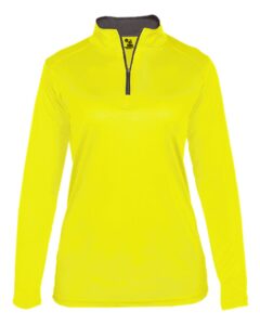 Badger 4103 Women’s B-Core Quarter-Zip Pullover – Safety Yellow Green/ Graphite