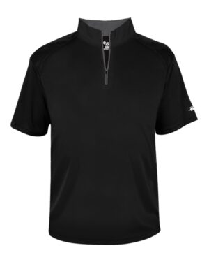 Badger 4199 Men’s B-Core Short Sleeve Quarter-Zip – Black/ Graphite