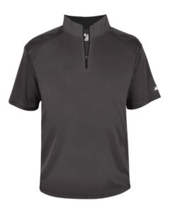 Badger 4199 Men’s B-Core Short Sleeve Quarter-Zip – Graphite/ Black