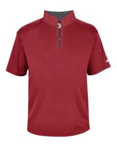 Badger 4199 Men’s B-Core Short Sleeve Quarter-Zip – Red/ Graphite