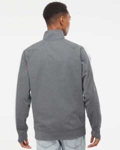 Independent Trading Co. EXP70PTZ Men’s Lightweight Poly-Tech Full-Zip Track Jacket – Gunmetal Heather (on model back)