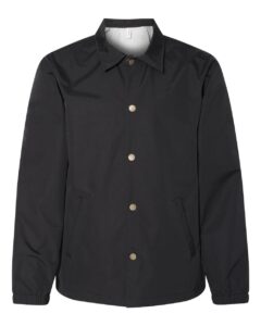Independent Trading Co. EXP99CNB Men’s Water-Resistant Windbreaker Coach’s Jacket – Black