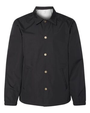 Independent Trading Co. EXP99CNB Men’s Water-Resistant Windbreaker Coach’s Jacket – Black