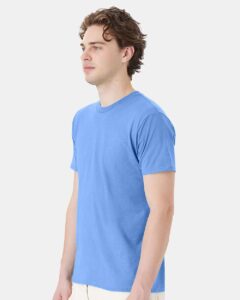 Hanes 4980 Unisex Perfect-T T-Shirt – Carolina Blue (on model side)