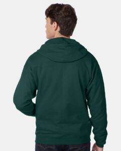 Hanes P180 Unisex EcoSmart® Full-Zip Hooded Sweatshirt – Deep Forest (on model back)