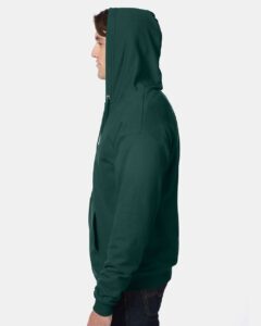 Hanes P180 Unisex EcoSmart® Full-Zip Hooded Sweatshirt – Deep Forest (on model side)