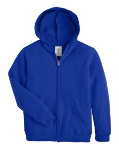 Hanes P480 Youth EcoSmart® Full-Zip Hooded Sweatshirt – Deep Royal