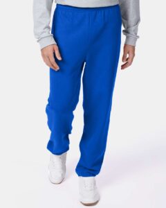 Hanes P650 Unisex EcoSmart® Sweatpants – Deep Royal (on model)