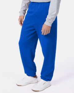 Hanes P650 Unisex EcoSmart® Sweatpants – Deep Royal (on model side)