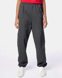 Hanes P650 Unisex EcoSmart® Sweatpants – Charcoal Heather (on model)