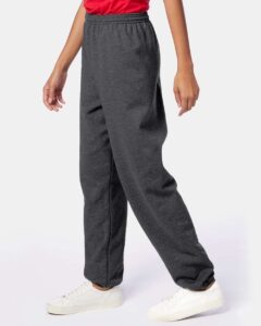 Hanes P650 Unisex EcoSmart® Sweatpants – Charcoal Heather (on model side)