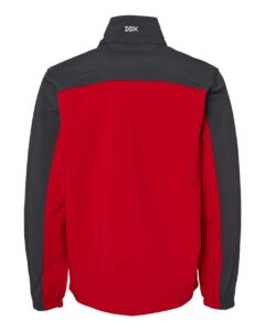 DRI DUCK 5350T Men’s Tall Motion Soft Shell Jacket – Red/ Charcoal (back)