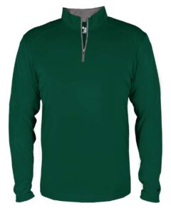Badger 2102 Youth B-Core Quarter-Zip Pullover – Forest/ Graphite