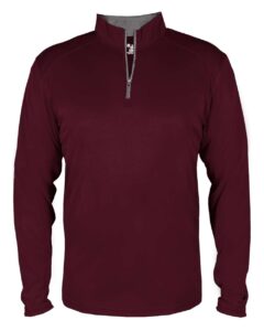 Badger 2102 Youth B-Core Quarter-Zip Pullover – Maroon/ Graphite