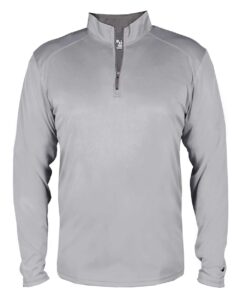 Badger 2102 Youth B-Core Quarter-Zip Pullover – Silver/ Graphite