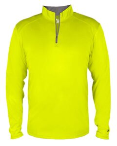 Badger 2102 Youth B-Core Quarter-Zip Pullover – Safety Yellow Green/ Graphite