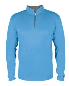 Badger 4102 Men’s B-Core Quarter-Zip Pullover – Columbia Blue/ Graphite