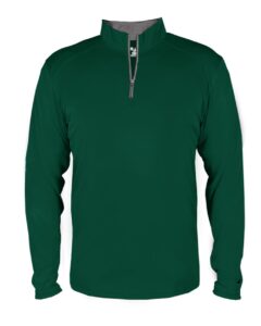 Badger 4102 Men’s B-Core Quarter-Zip Pullover – Forest/ Graphite